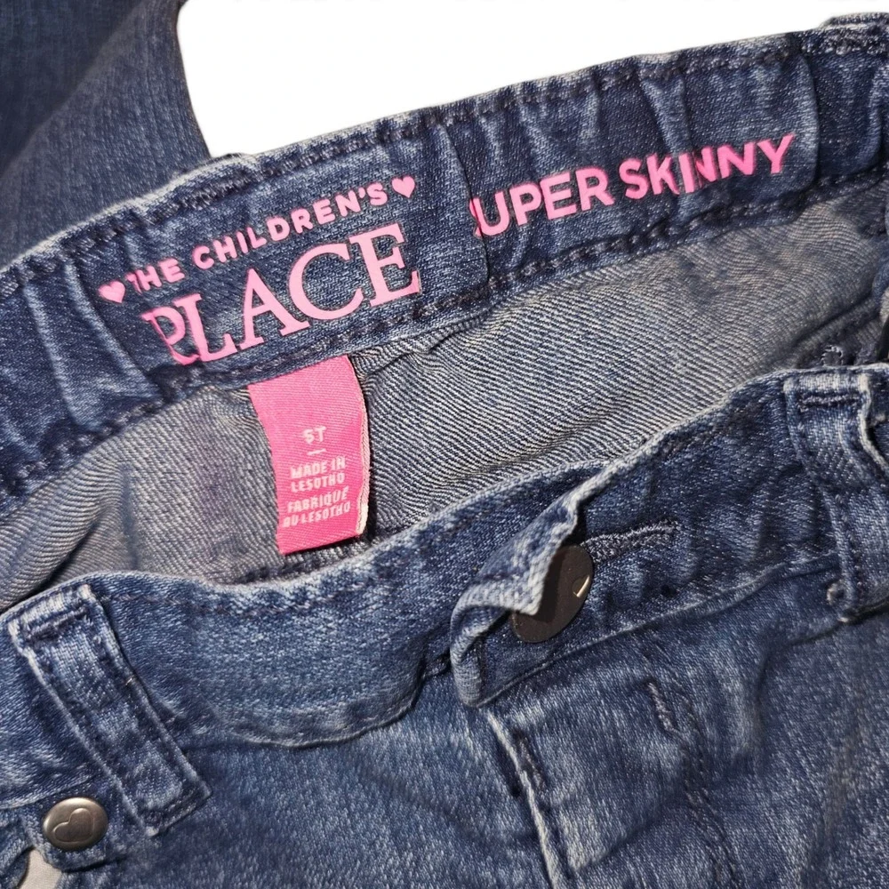 The Children's Place Super Skinny Jeans Girls 5T Blue Excellent Elastic Waist
